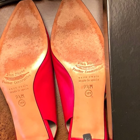 Asta Red Kid/Gold, Evan-Picone, Made in Spain, Sling Back Pump. - Picture 7 of 8